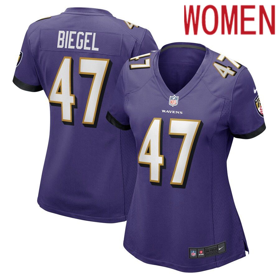 Women Baltimore Ravens #47 Vince Biegel Nike Purple Player Game NFL Jersey->women nfl jersey->Women Jersey